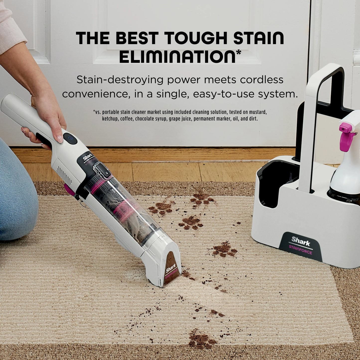 Shark StainForce Cordless Spot Cleaner, Portable Bagless Stain Remover with Self-Cleaning Function, HX100