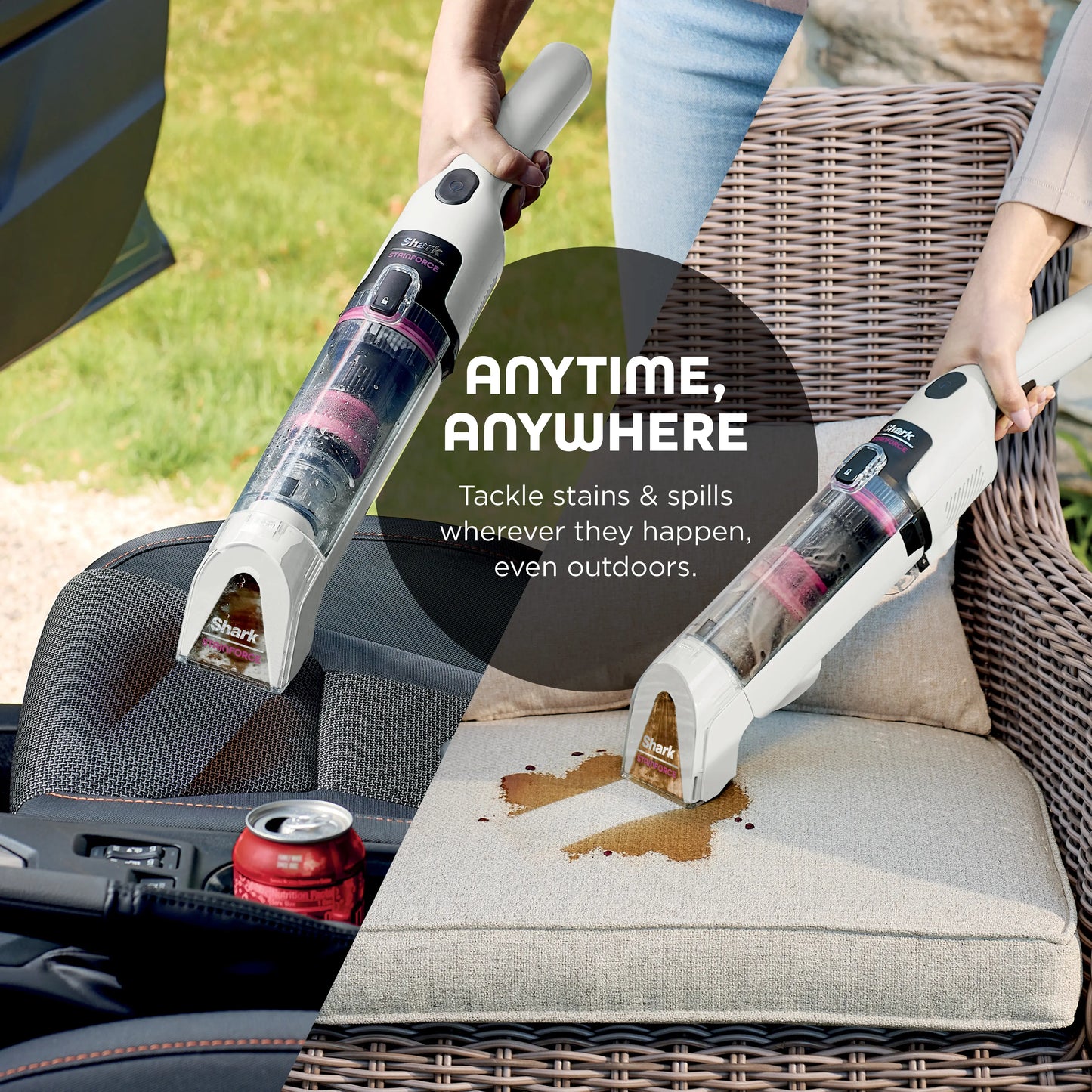 Shark StainForce Cordless Spot Cleaner, Portable Bagless Stain Remover with Self-Cleaning Function, HX100