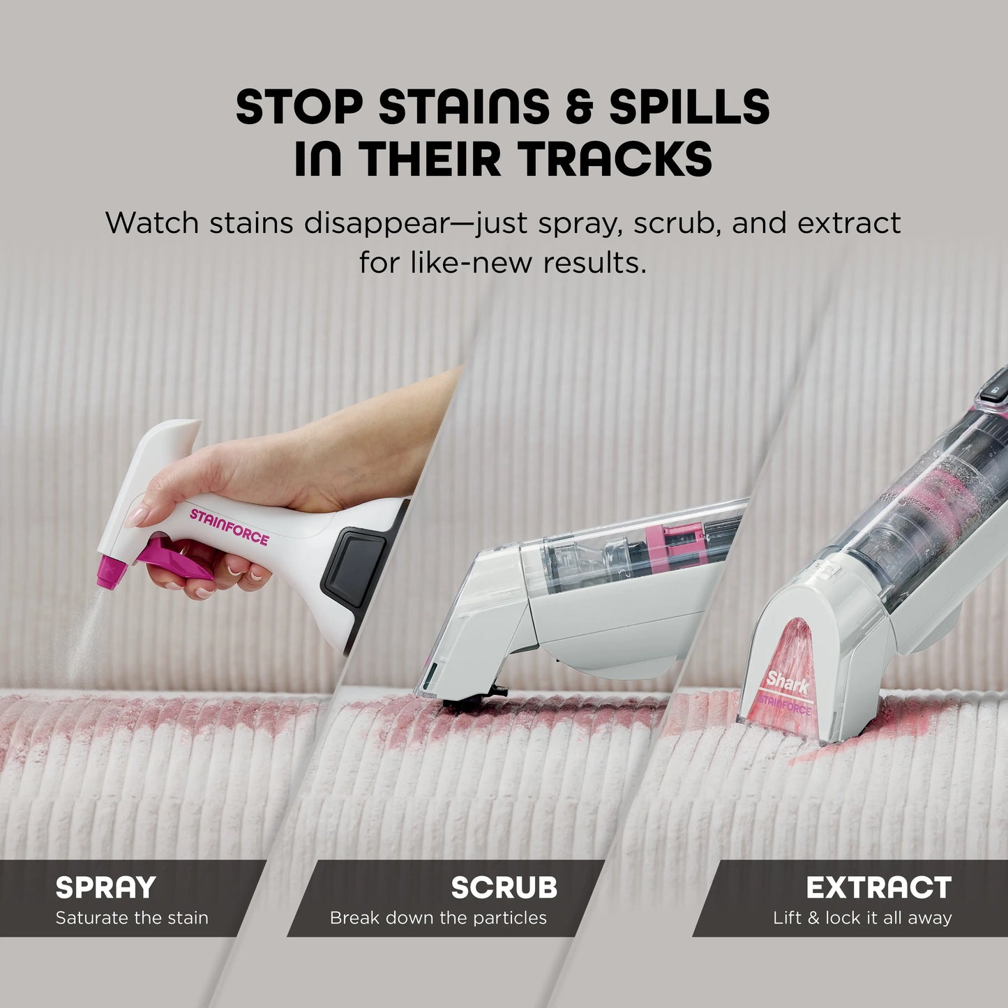 Shark StainForce Cordless Spot Cleaner, Portable Bagless Stain Remover with Self-Cleaning Function, HX100